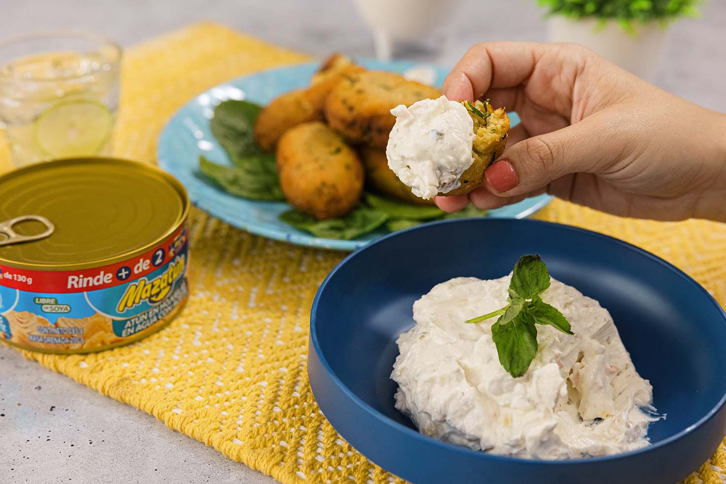 Falafel con atún Mazatún y espinaca